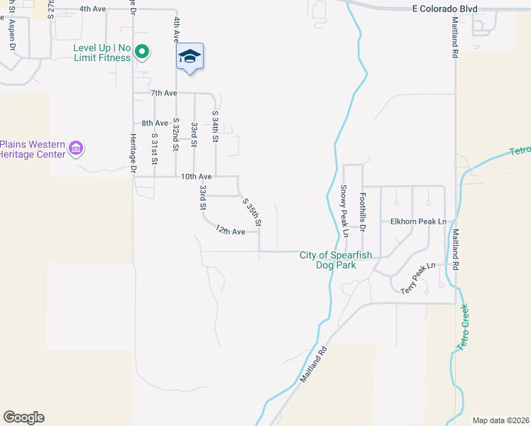 map of restaurants, bars, coffee shops, grocery stores, and more near 1036-1038 South 35th Street in Spearfish