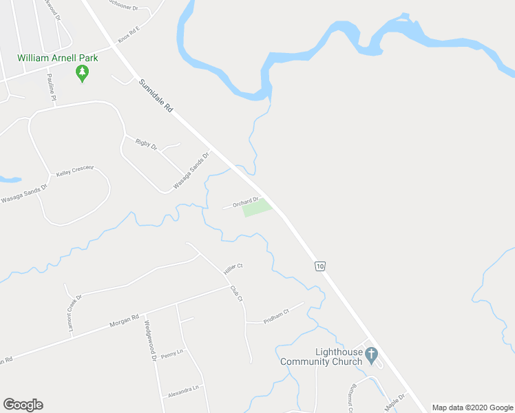 map of restaurants, bars, coffee shops, grocery stores, and more near 610 Sunnidale Road in Wasaga Beach