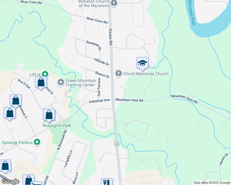 map of restaurants, bars, coffee shops, grocery stores, and more near 1116 Essex Road in Williston