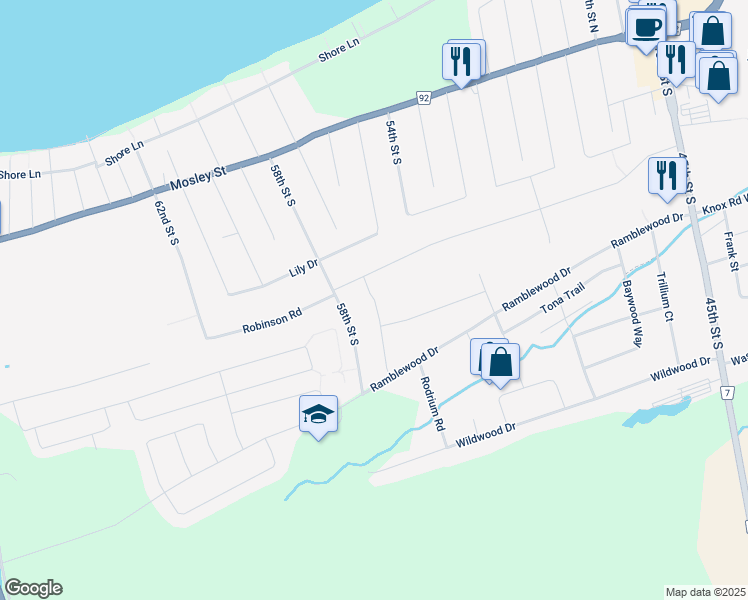 map of restaurants, bars, coffee shops, grocery stores, and more near 186 Mapleside Drive in Wasaga Beach