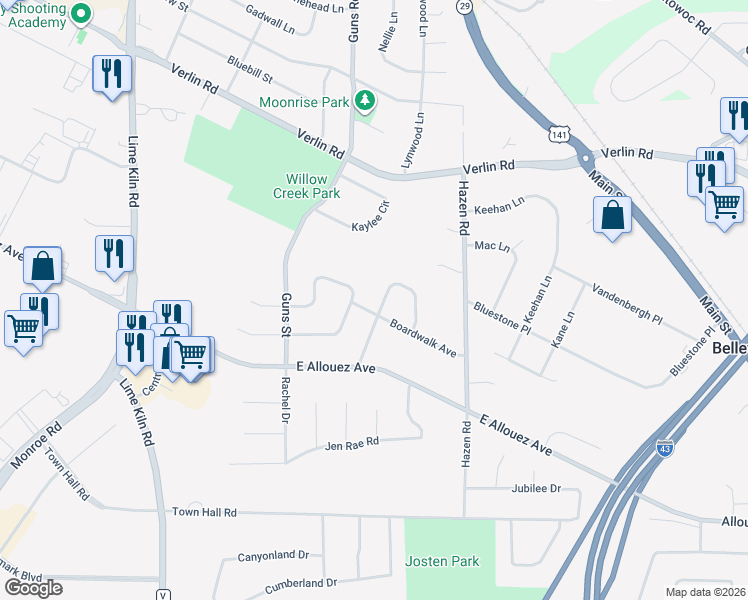 map of restaurants, bars, coffee shops, grocery stores, and more near 1918 Baltic Circle in Green Bay