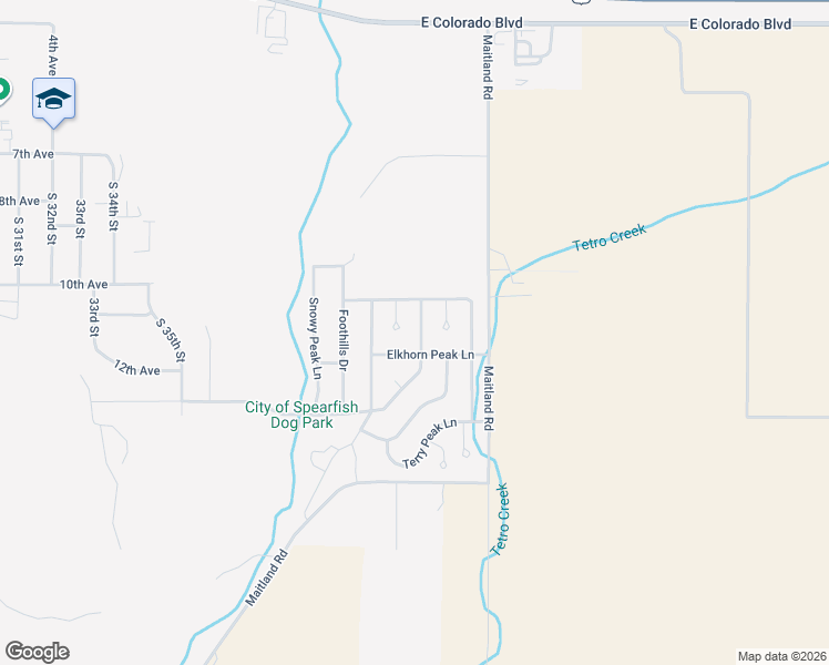 map of restaurants, bars, coffee shops, grocery stores, and more near 1112 Roughlock Ln in Spearfish