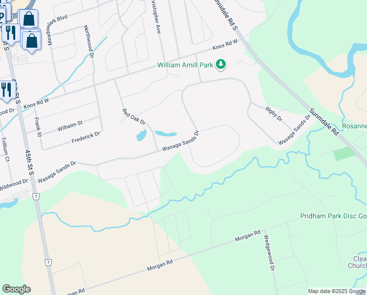 map of restaurants, bars, coffee shops, grocery stores, and more near 62 Wasaga Sands Drive in Wasaga Beach