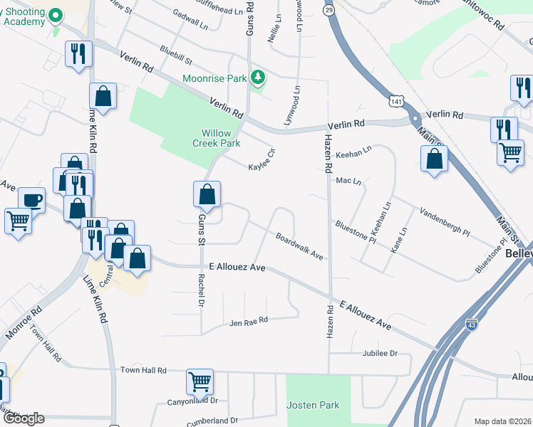 map of restaurants, bars, coffee shops, grocery stores, and more near 1918 Baltic Circle in Green Bay