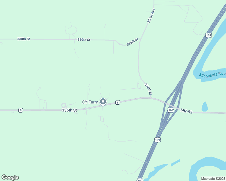 map of restaurants, bars, coffee shops, grocery stores, and more near 33672 336th Street in Le Sueur