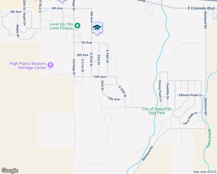map of restaurants, bars, coffee shops, grocery stores, and more near 1010 33rd Street in Spearfish