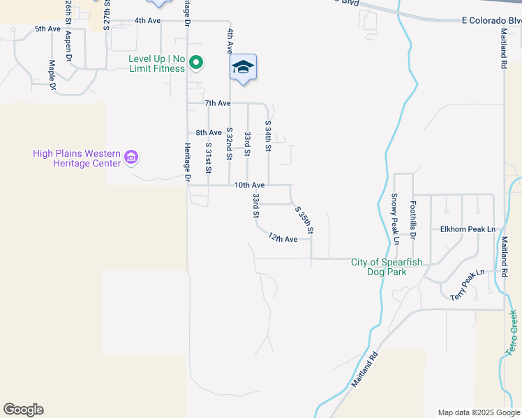 map of restaurants, bars, coffee shops, grocery stores, and more near 1010 33rd Street in Spearfish