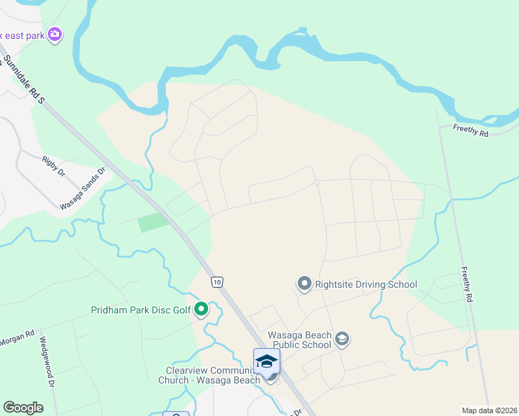 map of restaurants, bars, coffee shops, grocery stores, and more near 744 Sunnidale Road in Wasaga Beach