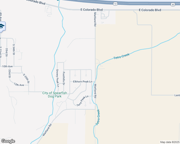 map of restaurants, bars, coffee shops, grocery stores, and more near Spearfish Mount Court in Spearfish