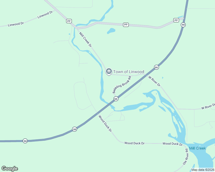 map of restaurants, bars, coffee shops, grocery stores, and more near 1960 Babbling Brook Road in Stevens Point