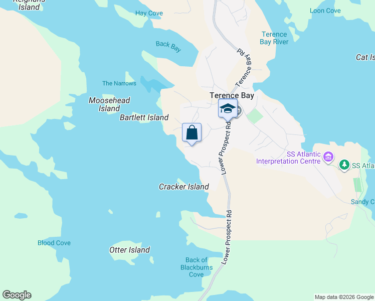 map of restaurants, bars, coffee shops, grocery stores, and more near 48 Terence Bay Road in Terence Bay