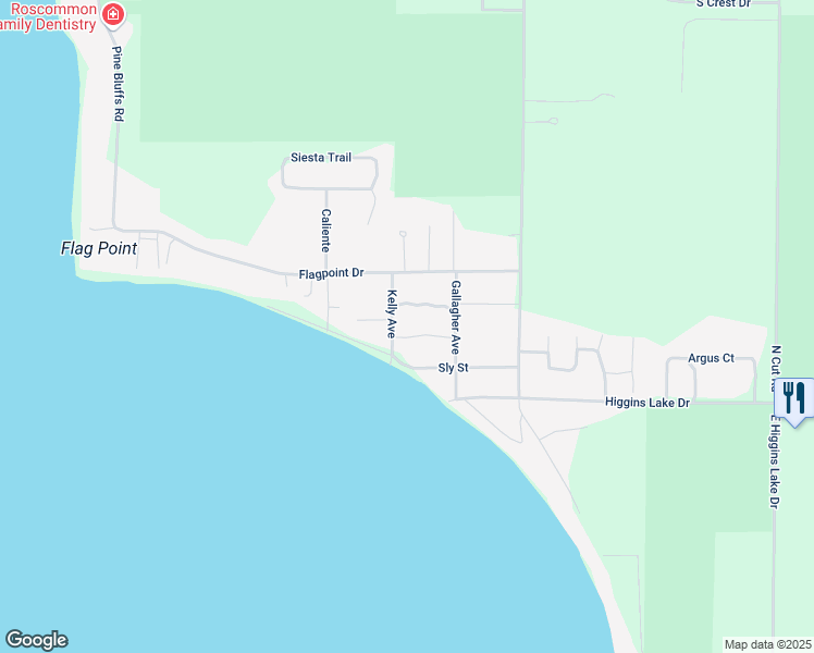 map of restaurants, bars, coffee shops, grocery stores, and more near 203 Grosbeak Boulevard in Roscommon