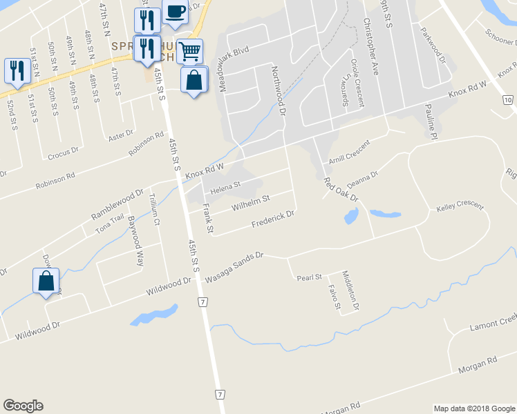 map of restaurants, bars, coffee shops, grocery stores, and more near 49 Wilhelm Street in Wasaga Beach