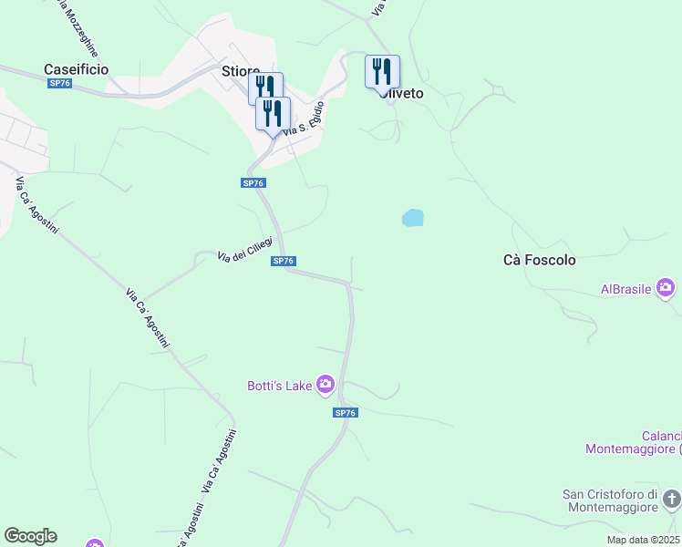 map of restaurants, bars, coffee shops, grocery stores, and more near 15 Via Palazzetto in Monteveglio