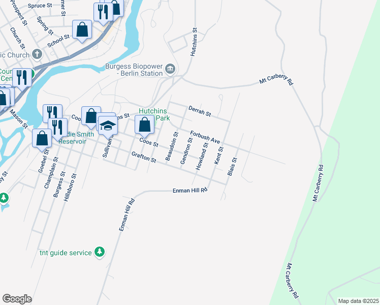 map of restaurants, bars, coffee shops, grocery stores, and more near 419 Coos Street in Berlin