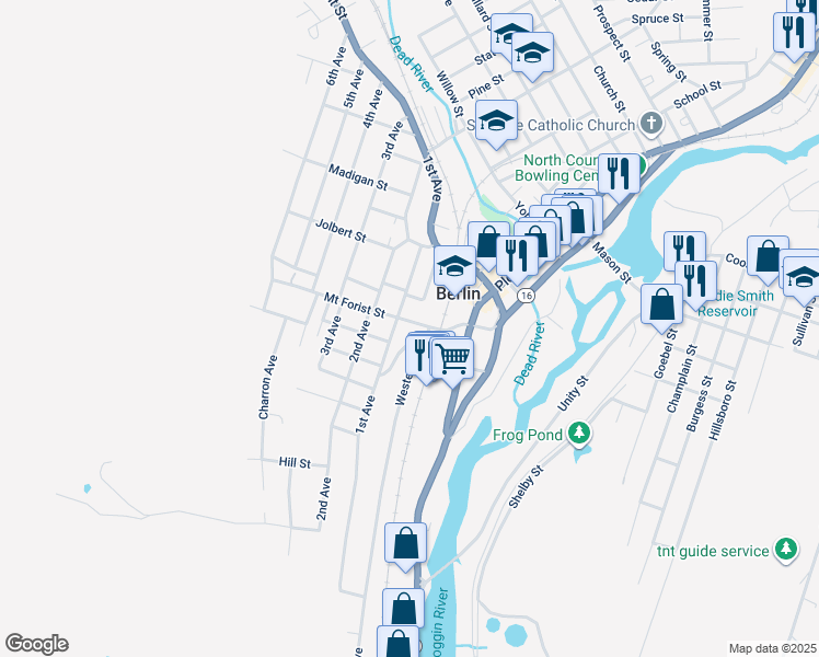 map of restaurants, bars, coffee shops, grocery stores, and more near 39 Mount Forist Street in Berlin
