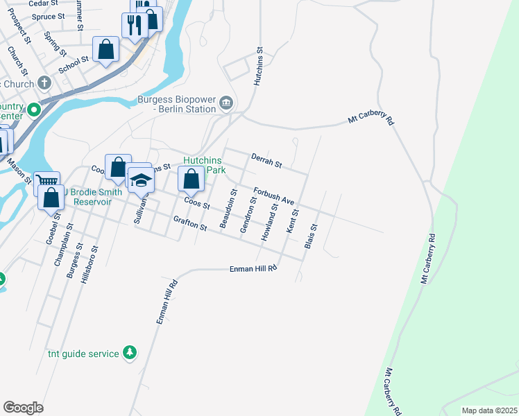 map of restaurants, bars, coffee shops, grocery stores, and more near 419 Coos Street in Berlin