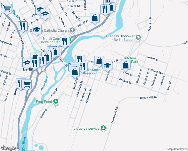 map of restaurants, bars, coffee shops, grocery stores, and more near 554 Hillsboro Street in Berlin