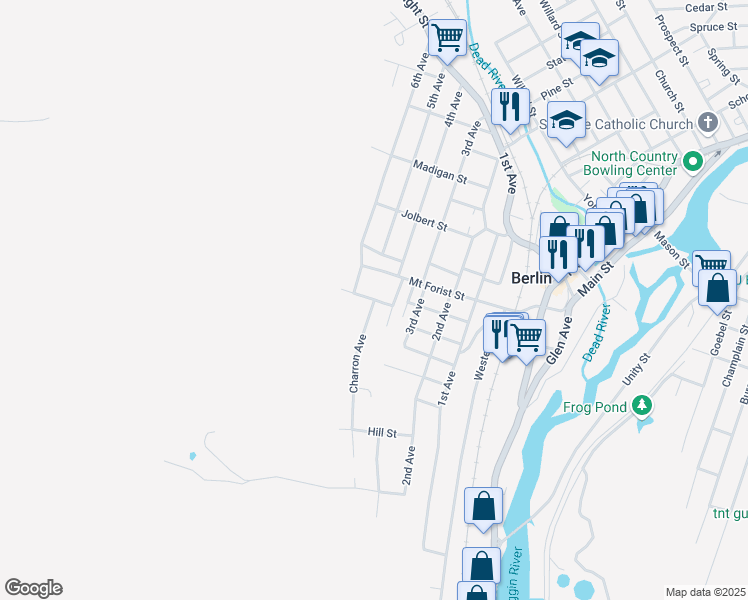map of restaurants, bars, coffee shops, grocery stores, and more near Petrograd Street in Berlin