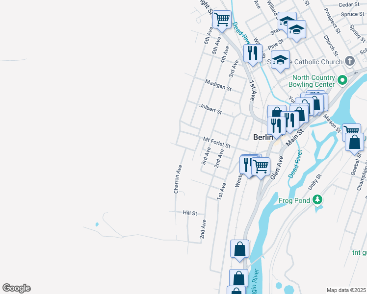 map of restaurants, bars, coffee shops, grocery stores, and more near Petrograd Street in Berlin