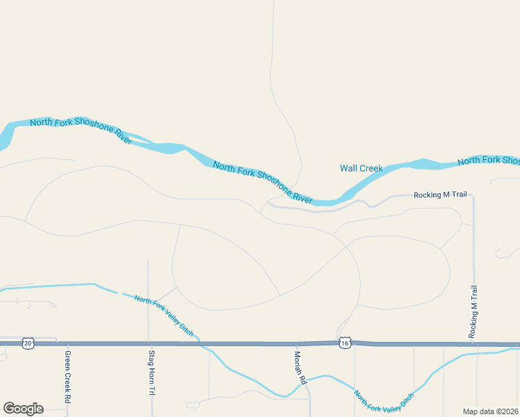 map of restaurants, bars, coffee shops, grocery stores, and more near 172 Rocking M Trail in Cody