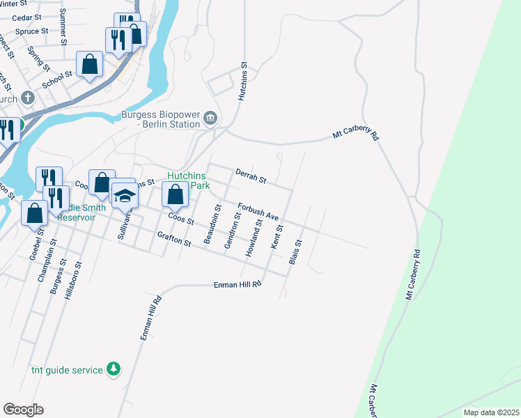 map of restaurants, bars, coffee shops, grocery stores, and more near 447 Forbush Avenue in Berlin