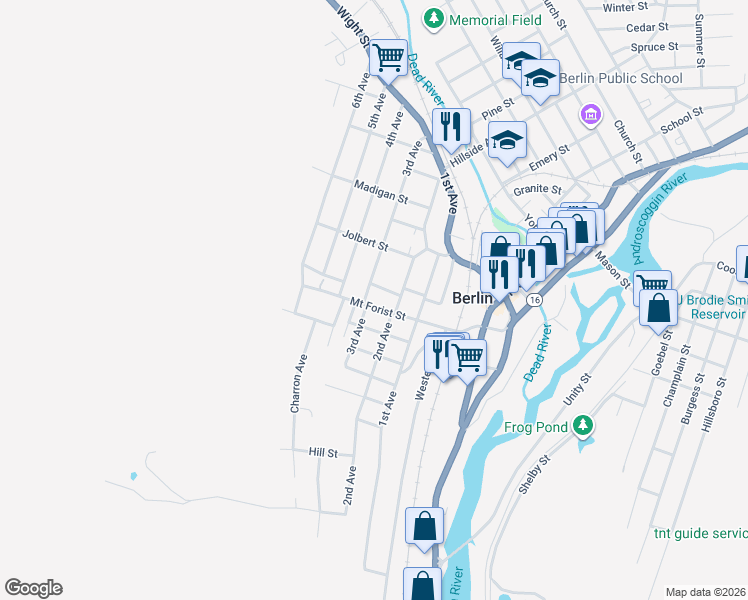 map of restaurants, bars, coffee shops, grocery stores, and more near 609 3rd Avenue in Berlin