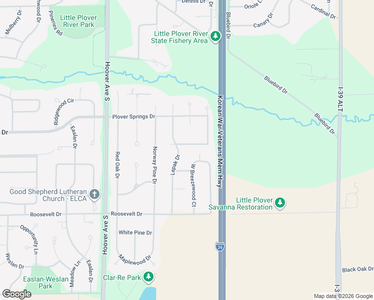 map of restaurants, bars, coffee shops, grocery stores, and more near 1595 Rapid River Run in Plover