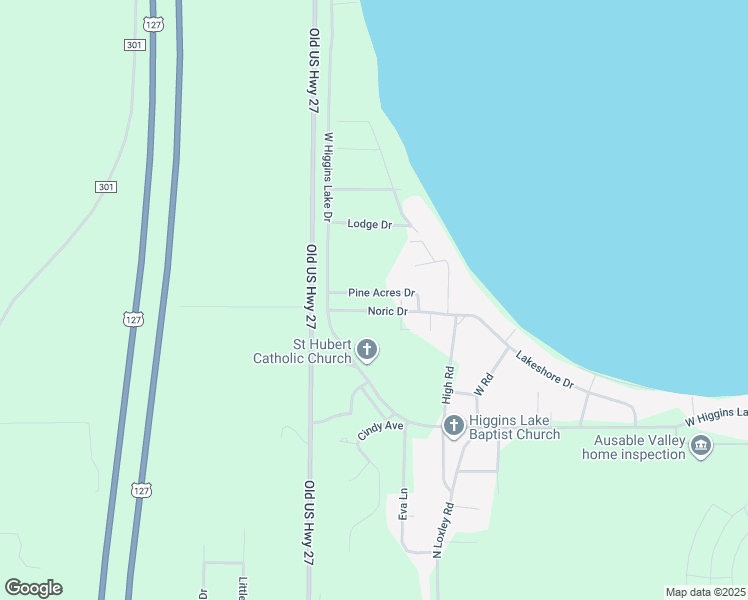 map of restaurants, bars, coffee shops, grocery stores, and more near 401 Pine Acres Drive in Roscommon