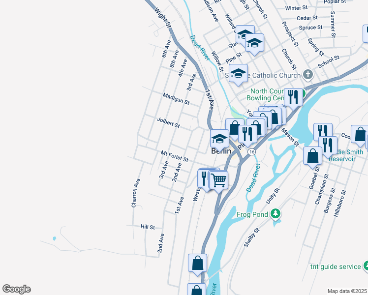 map of restaurants, bars, coffee shops, grocery stores, and more near 653 2nd Avenue in Berlin
