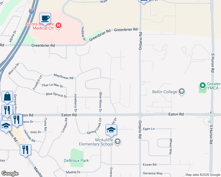map of restaurants, bars, coffee shops, grocery stores, and more near 1749 Emerald Drive in Green Bay