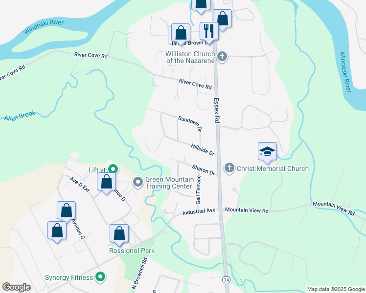 map of restaurants, bars, coffee shops, grocery stores, and more near 163 Hillside Dr in Williston