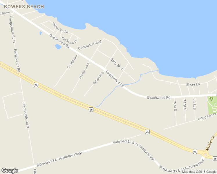 map of restaurants, bars, coffee shops, grocery stores, and more near 8915 Beachwood Road in Wasaga Beach
