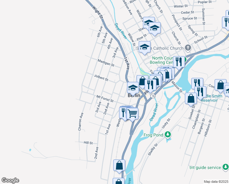 map of restaurants, bars, coffee shops, grocery stores, and more near 653 2nd Avenue in Berlin