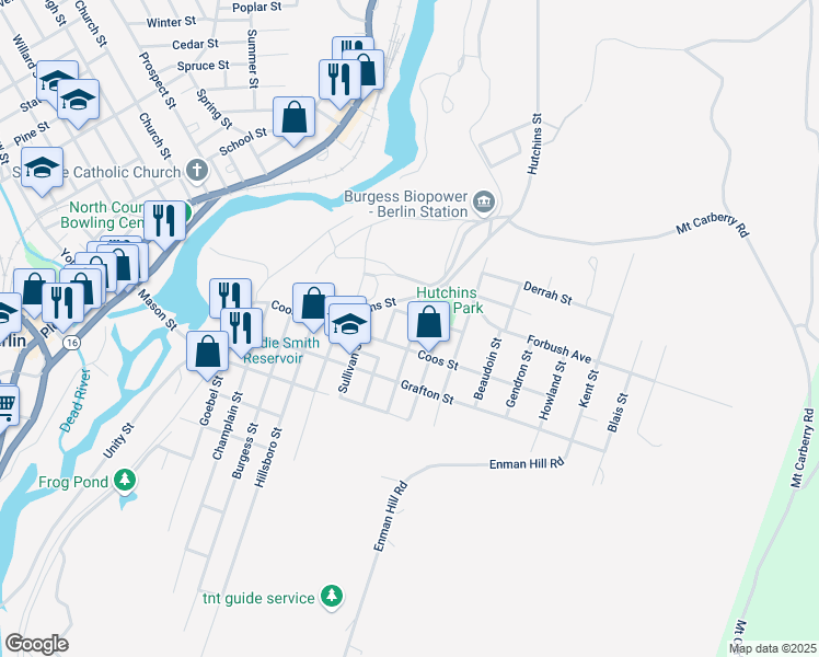 map of restaurants, bars, coffee shops, grocery stores, and more near 671 Cheshire Street in Berlin