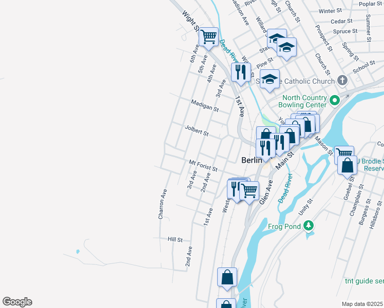 map of restaurants, bars, coffee shops, grocery stores, and more near 609 3rd Avenue in Berlin