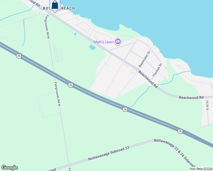 map of restaurants, bars, coffee shops, grocery stores, and more near 86 Marilyn Avenue South in Wasaga Beach