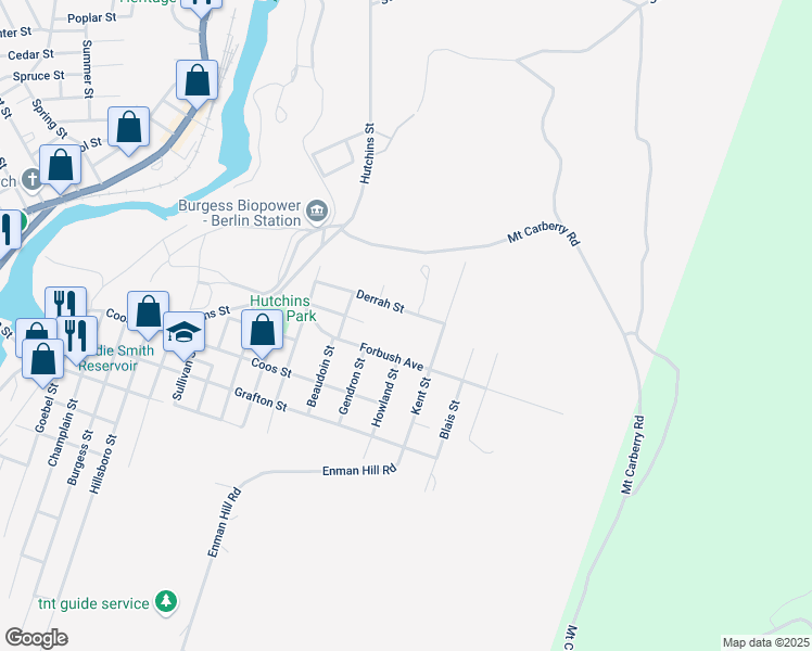 map of restaurants, bars, coffee shops, grocery stores, and more near 447 Forbush Avenue in Berlin