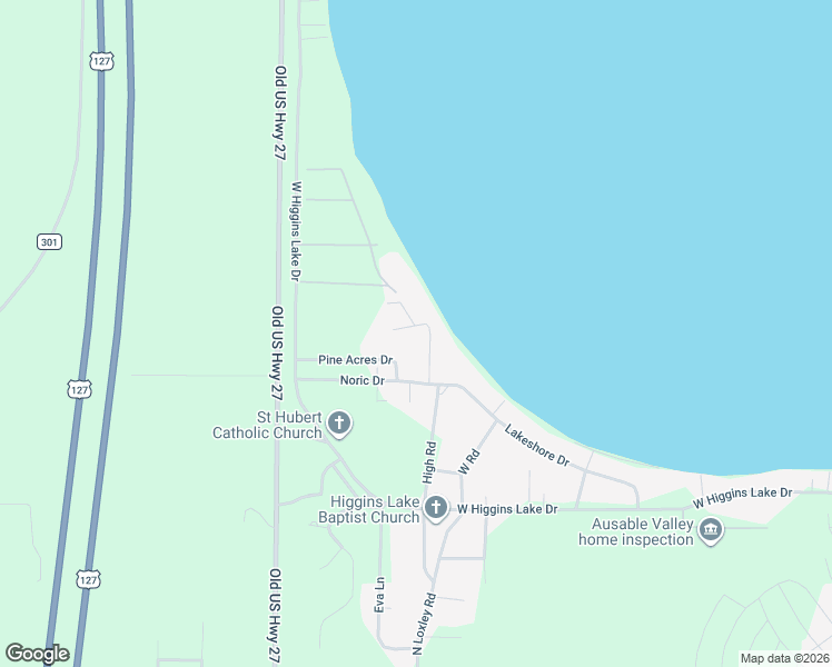 map of restaurants, bars, coffee shops, grocery stores, and more near 401-499 Pineacres Drive in Roscommon