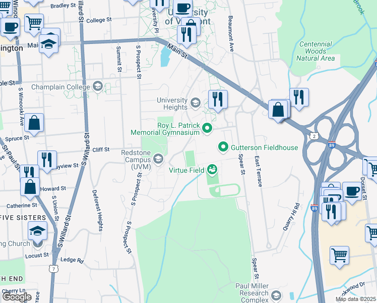 map of restaurants, bars, coffee shops, grocery stores, and more near 185 Davis Road in Burlington