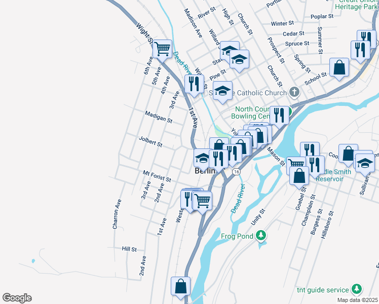 map of restaurants, bars, coffee shops, grocery stores, and more near 740 2nd Avenue in Berlin