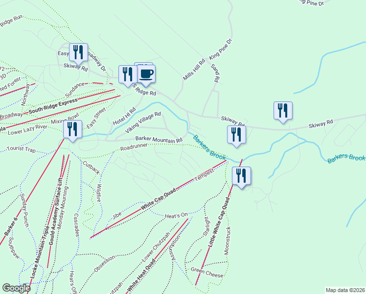 map of restaurants, bars, coffee shops, grocery stores, and more near 159 Ridge Run Road in Newry