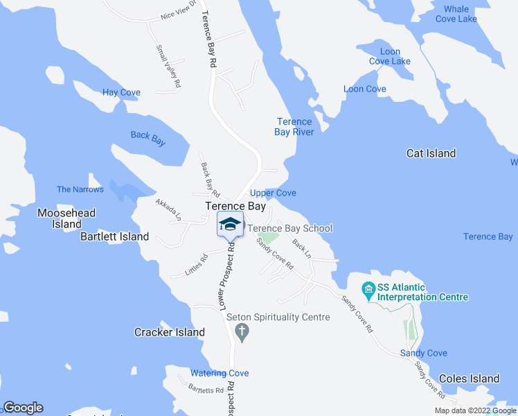 map of restaurants, bars, coffee shops, grocery stores, and more near 8 Harrie Drive in Terence Bay