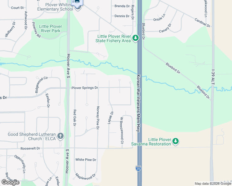 map of restaurants, bars, coffee shops, grocery stores, and more near 1935 Sunny Brook Court in Plover