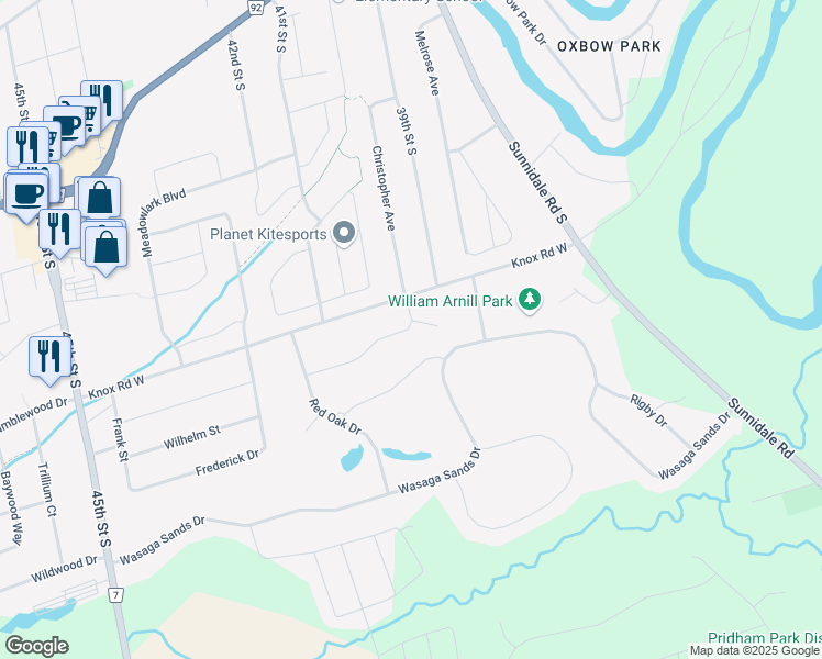 map of restaurants, bars, coffee shops, grocery stores, and more near 2 Seeley Court in Wasaga Beach