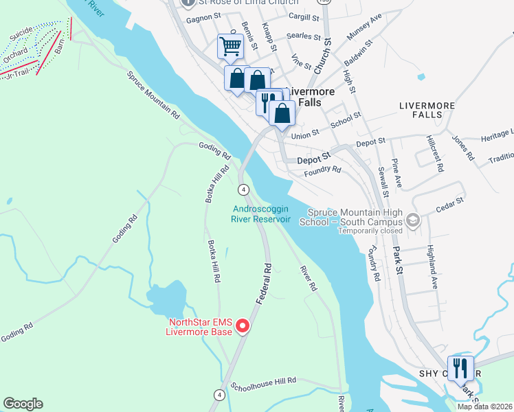 map of restaurants, bars, coffee shops, grocery stores, and more near 32 Federal Road in Livermore