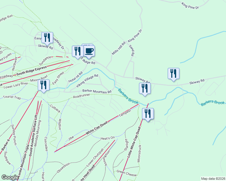 map of restaurants, bars, coffee shops, grocery stores, and more near 159 Ridge Run Road in Newry