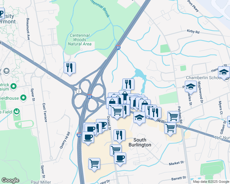 map of restaurants, bars, coffee shops, grocery stores, and more near 1068 Williston Rd in South Burlington