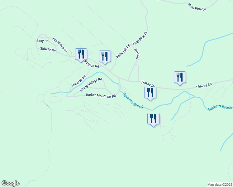 map of restaurants, bars, coffee shops, grocery stores, and more near 151 Ridge Run Road in Newry