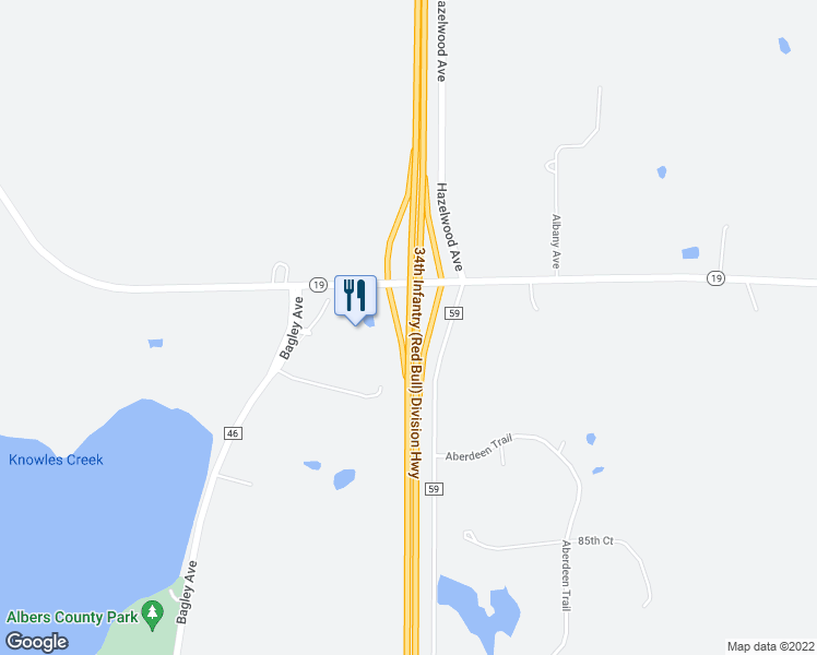 map of restaurants, bars, coffee shops, grocery stores, and more near Interstate 35 in Northfield